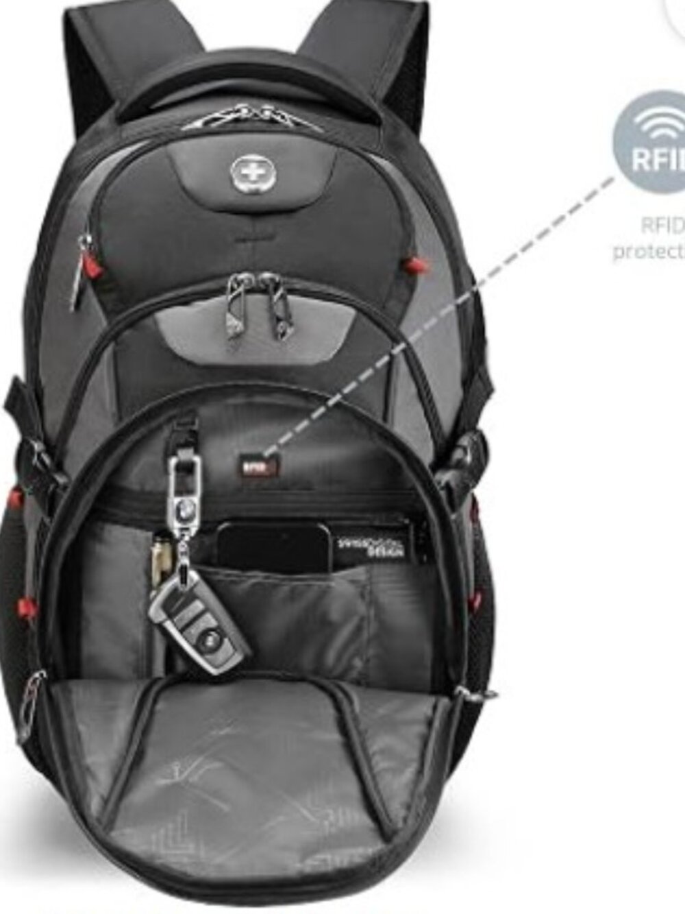 Swissdigital Design Laptop Backpack with USB Charging Port Travel Backpack NWT - Picture 3 of 16